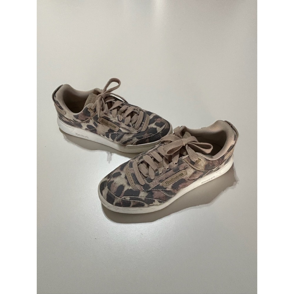 Reebok Club C Coast Leopard Print Sneakers Womens 9 Tan Brown